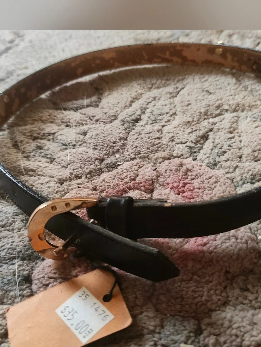 Black Women's Equestrian  Leather Blue Ribbon Belt